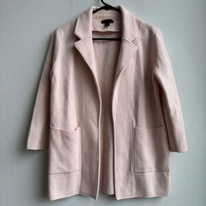 J CREW Blazer Cardigan Women XS Pink Sophie Wool Blend Open Front 3/4 Sleeve